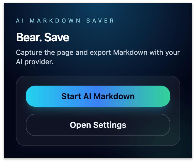 Bear. Save Extension Popup