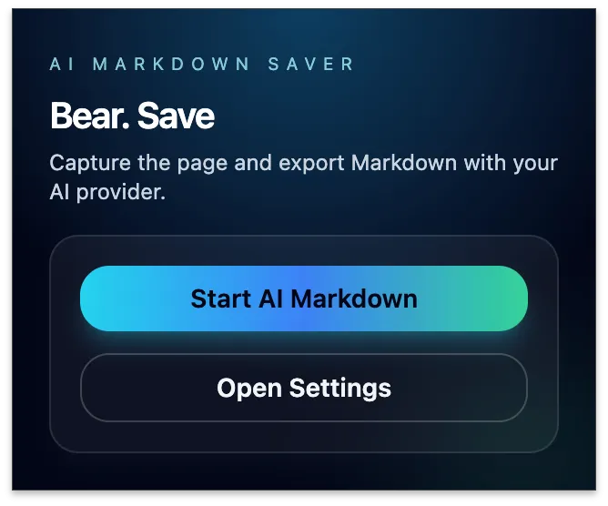 Bear. Save Extension Popup